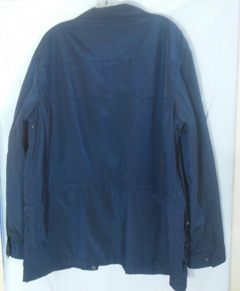 Weatherproof Windbreaker L Navy Blue Full Zip & Snap Mesh Lined Drawstring EUC