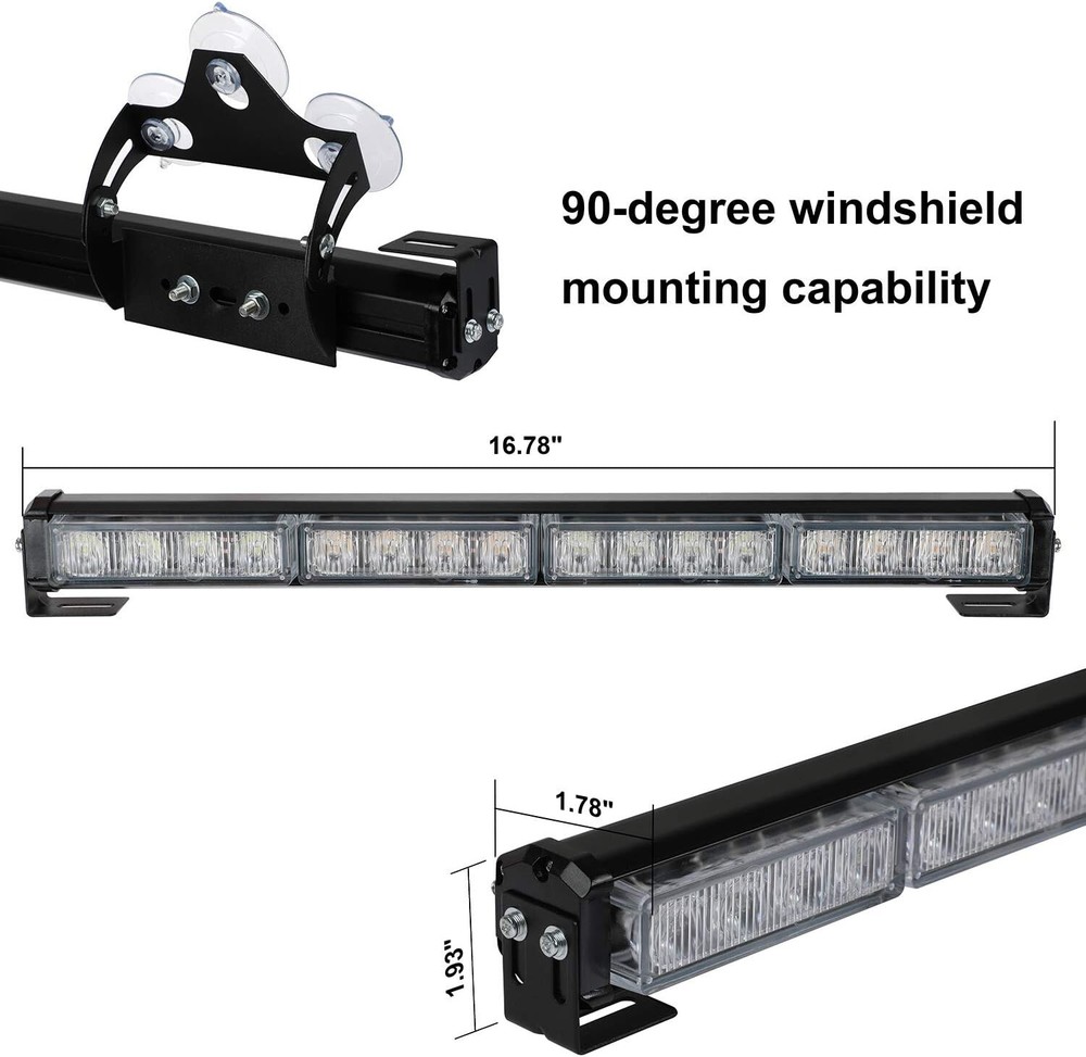 2x16.8” LED Emergency Strobe Light Bar with 32 Patterns for Maximum Visibility