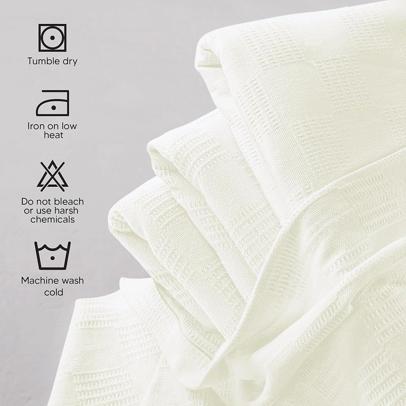 Cotton Thermal Blanket Soft Breathable Cozy Dobby Weave Waffle Pattern Oversized