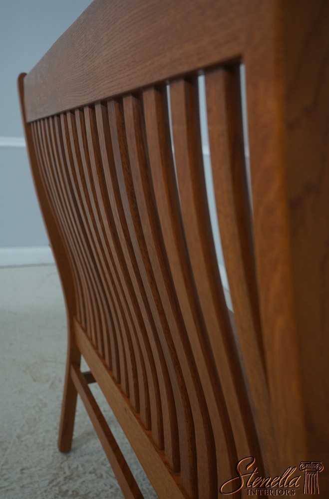 72209: Arts And Crafts Style Solid Oak Slat Back Bench