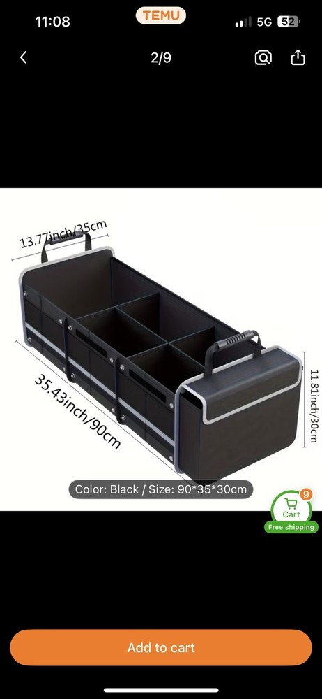 Car Trunk Organizer Cargo Storage Container Oxford Cloth Sturdy Multi