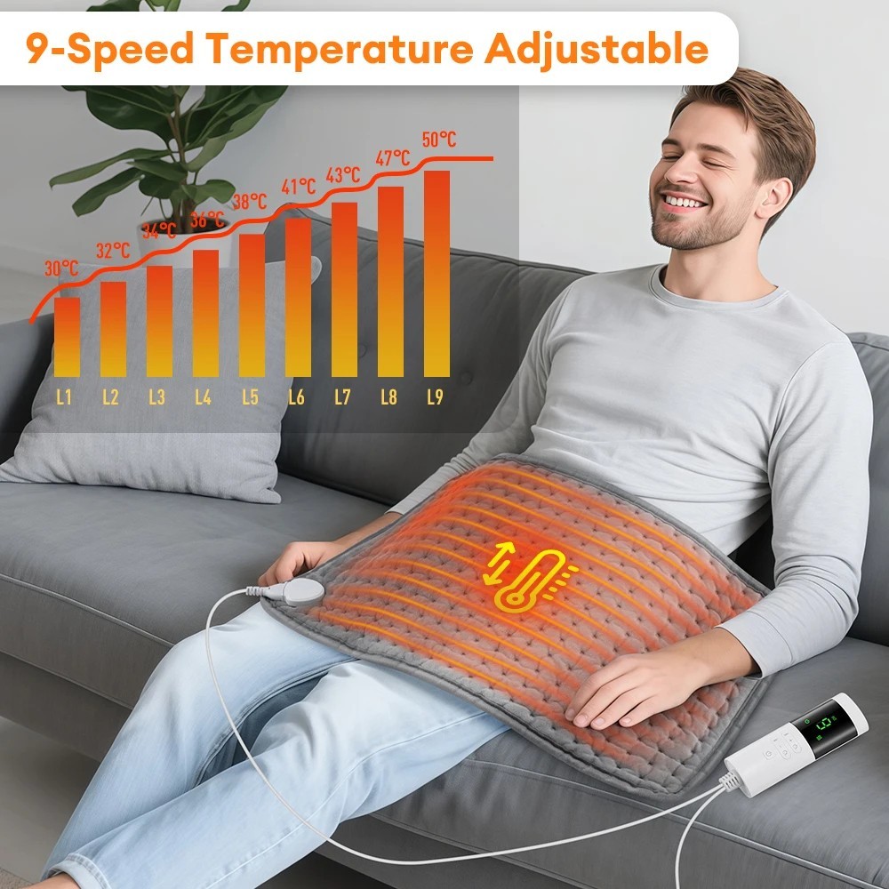 Extra Large Heating Pad 24"x12" | Electric Fast Heat | 5 Levels | Auto Shut-Off