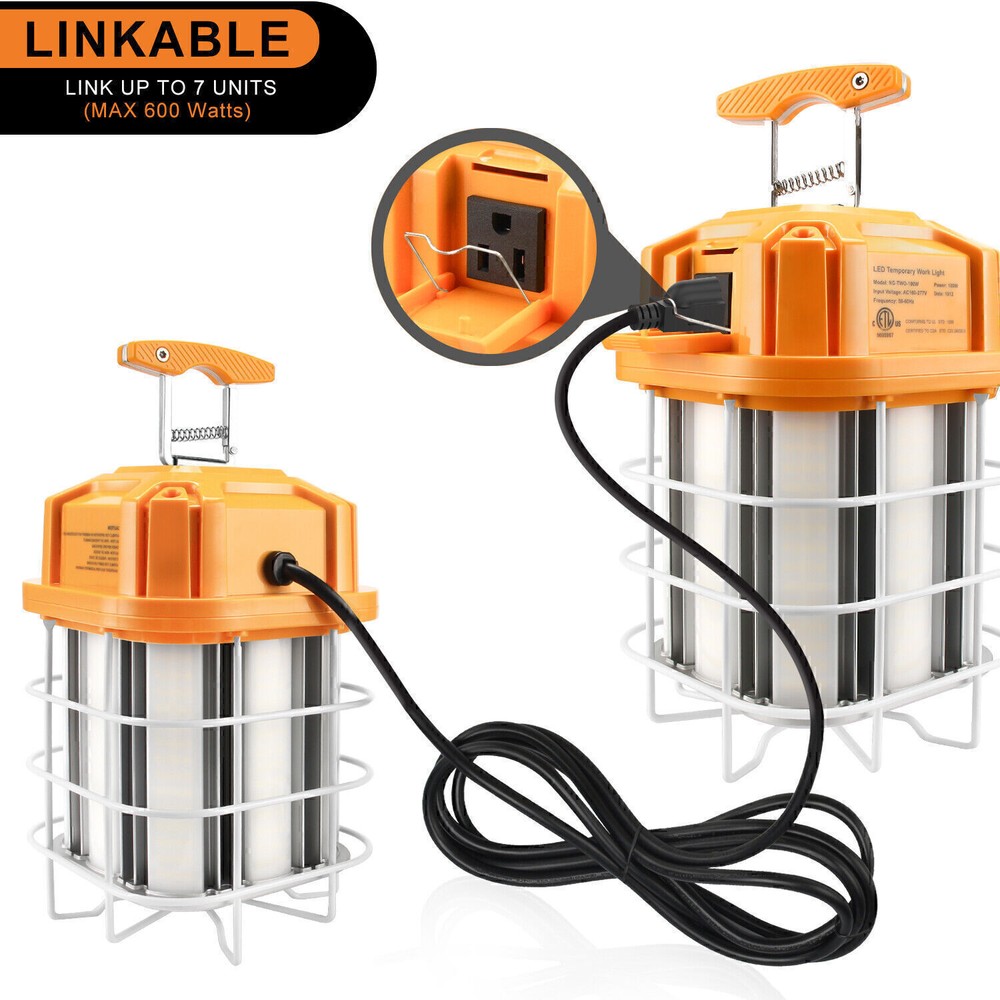 100W LED Temporary Work Light Linkable Construction Jobsite Hanging Lamp 5000K