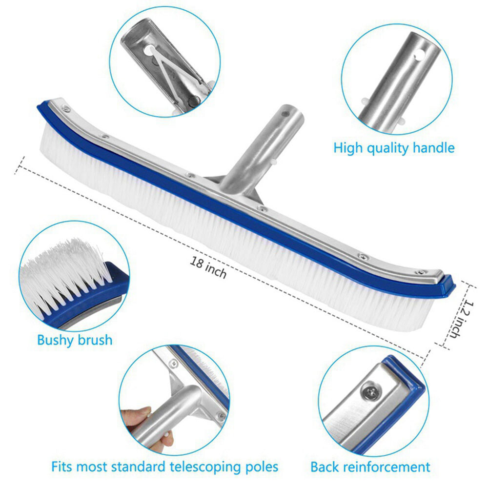 Professional-Grade Pool Brush - 18" Universal Fit, Durable & Lightweight