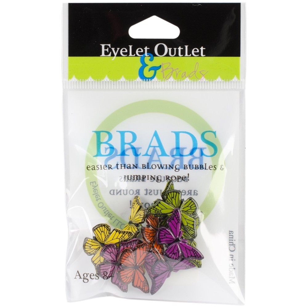 Eyelet Outlet Shape Brads 12/Pkg Butterflies