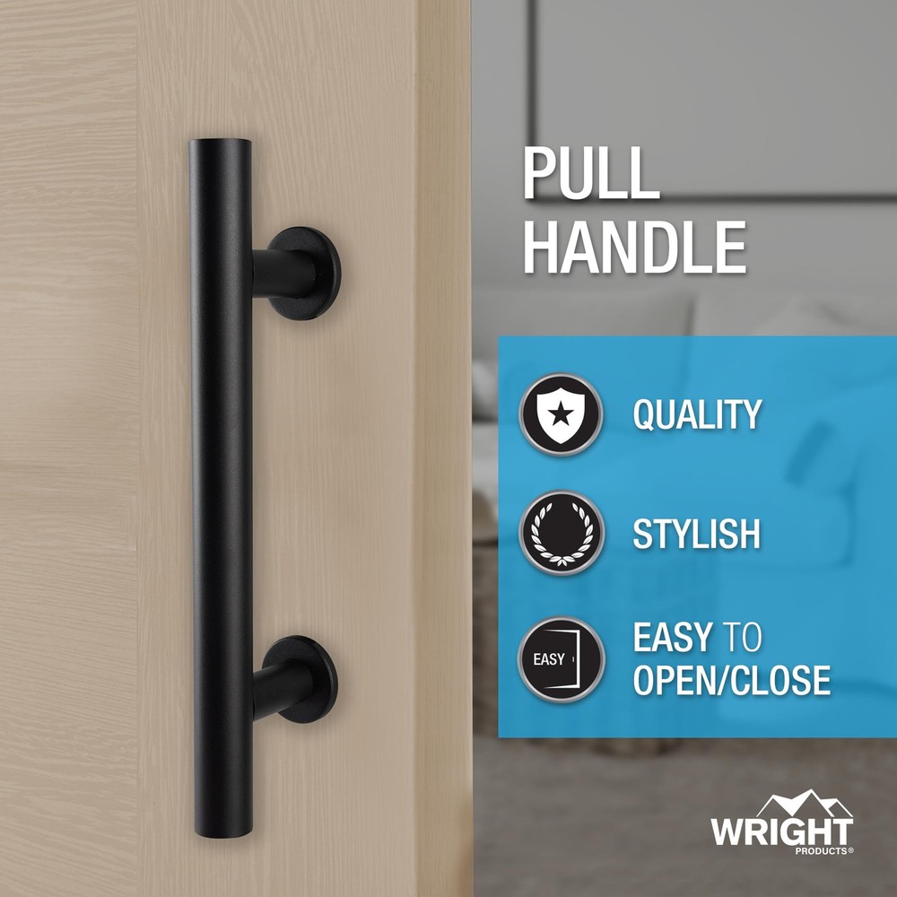 Wright Products Barn Door Pull Handle Set - Matte Black Interior Flush Mount