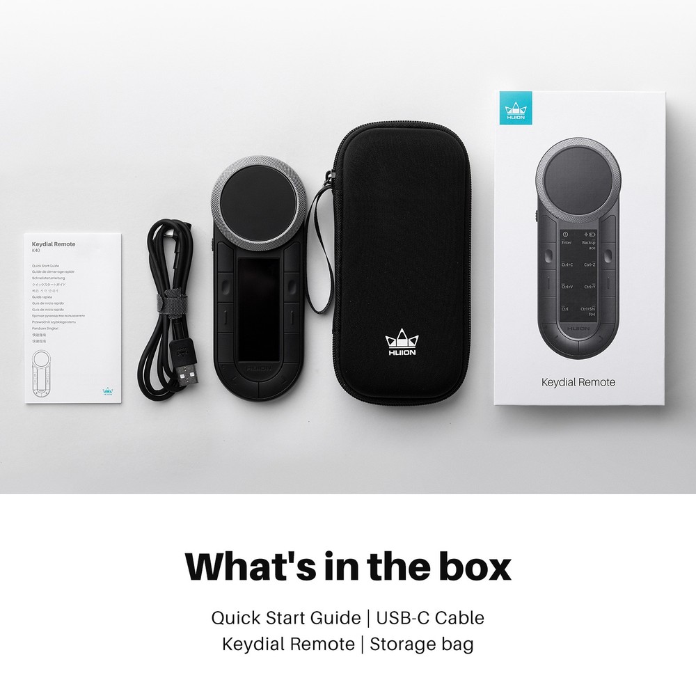 HUION Keydial Remote Bluetooth Programmable Keypad Dual Dials 60 Customized Keys
