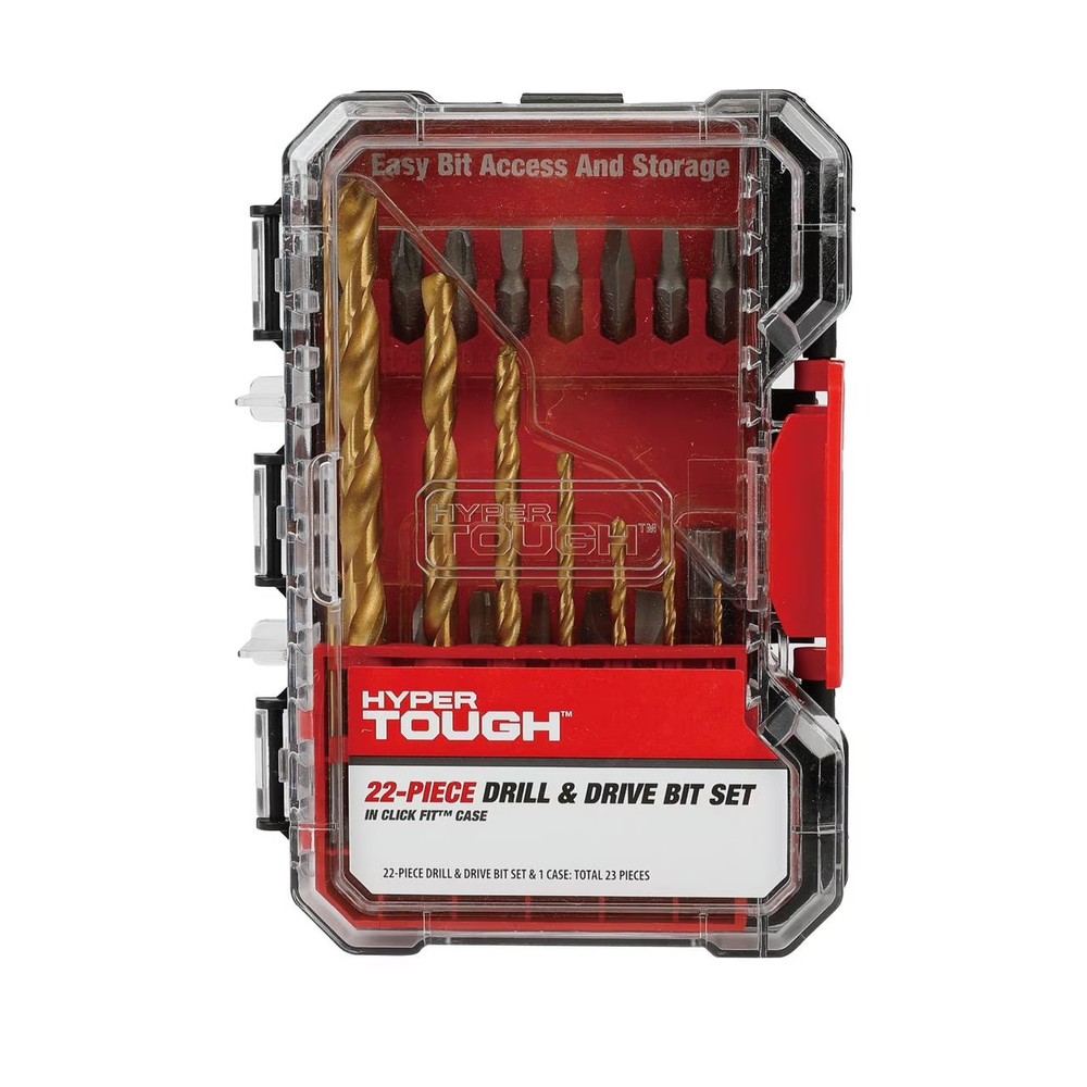 Hyper Tough 22-Piece Drill & Drive Set in Click Fit™ Case