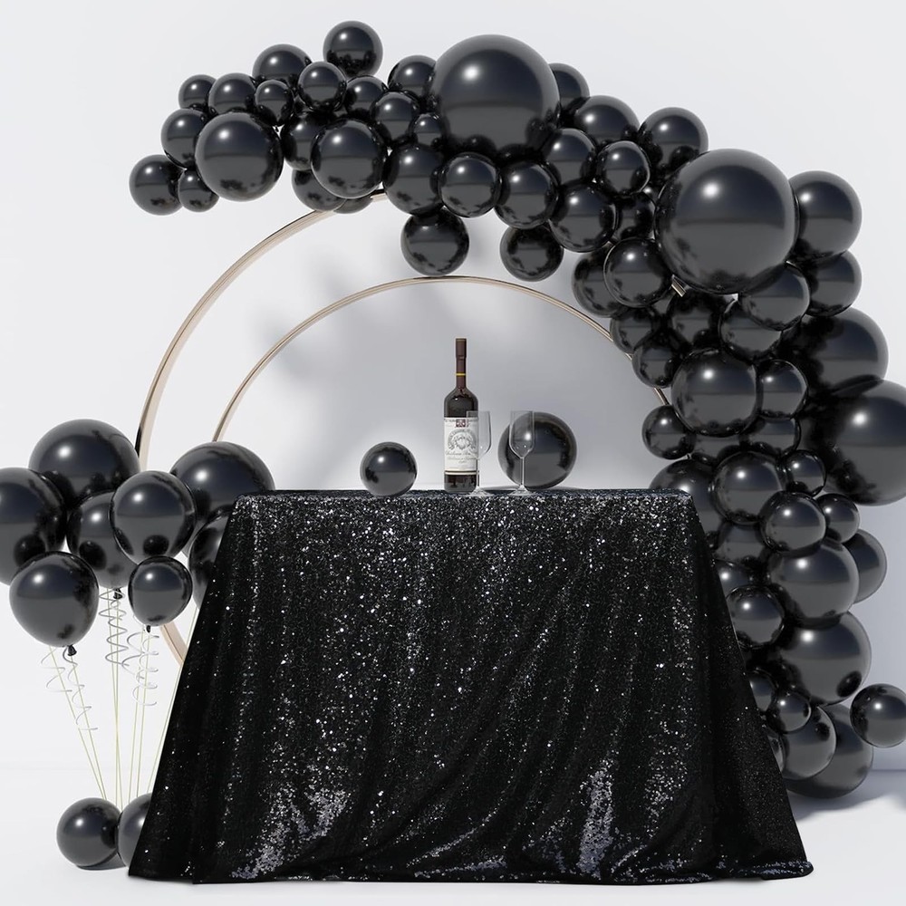 Sequin Tablecloth Black Rectangle 50"x80" Shimmer Table Cloths Sparkle Glitte...