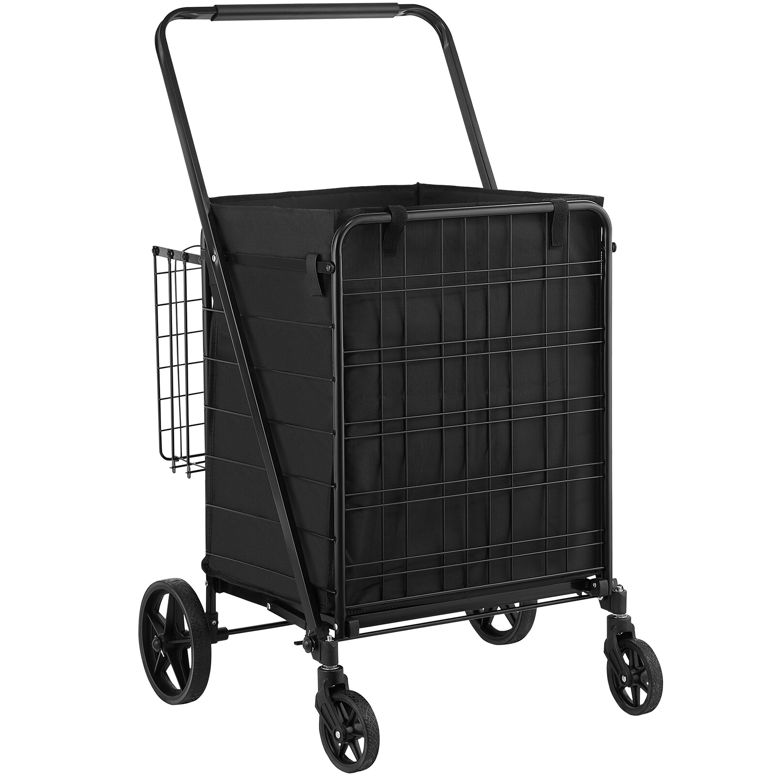 Folding Shopping Cart Rolling Grocery Cart with Double Baskets 330 LBS Shop