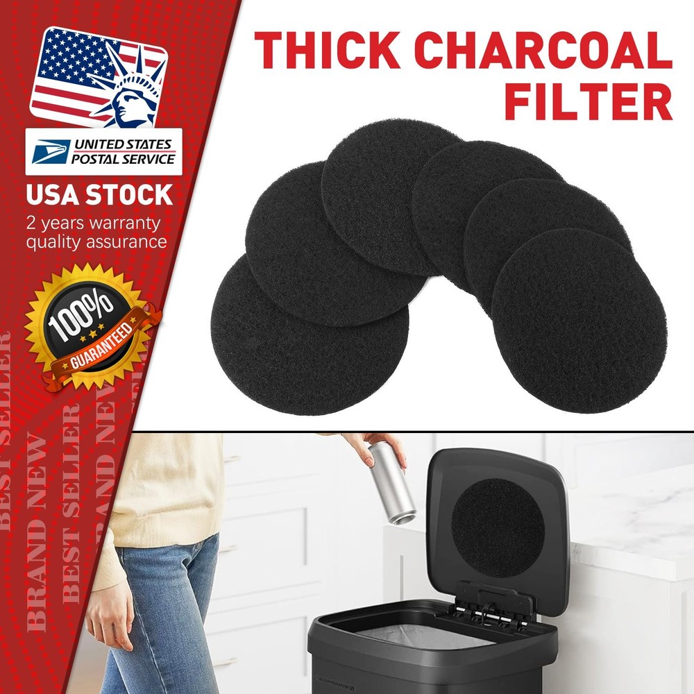 Durable Round Charcoal Filter Extra Thick 0.4" For Kitchen Compost Bin 6.7"