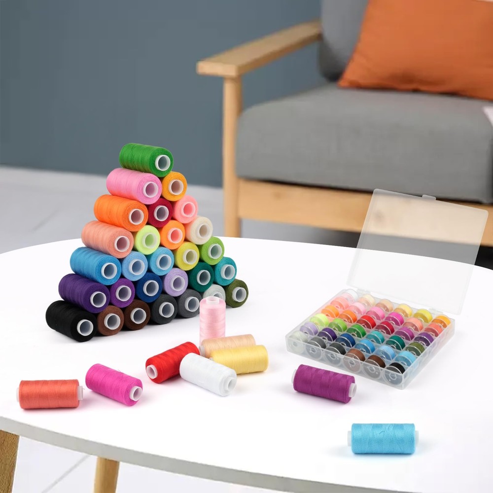 72 PCS Sewing Thread Kit, 36 Assorted Colors Machine Threads with Spools, Pre...