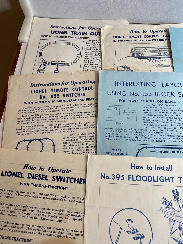 11 Lionel Instruction sheets all different