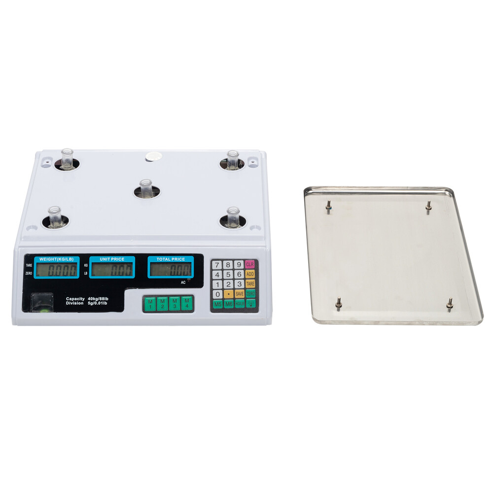 Digital Tabletop Scale - Commercial Postal, 40kg/88lbs Capacity, Switch & White