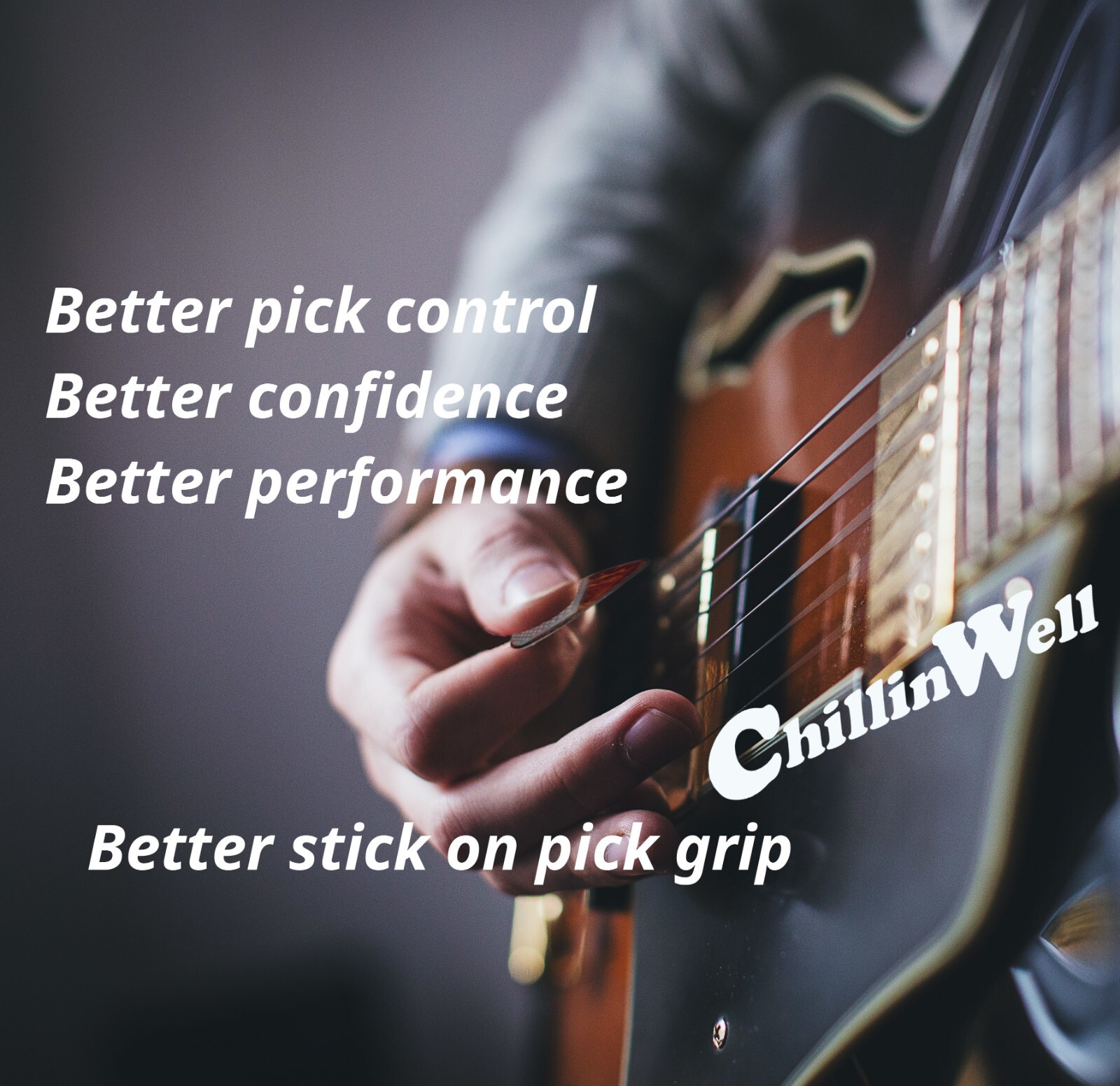 ChillinWell Guitar Pick Grips 16pc Grippy not Sticky Durable Reusable Stick-On