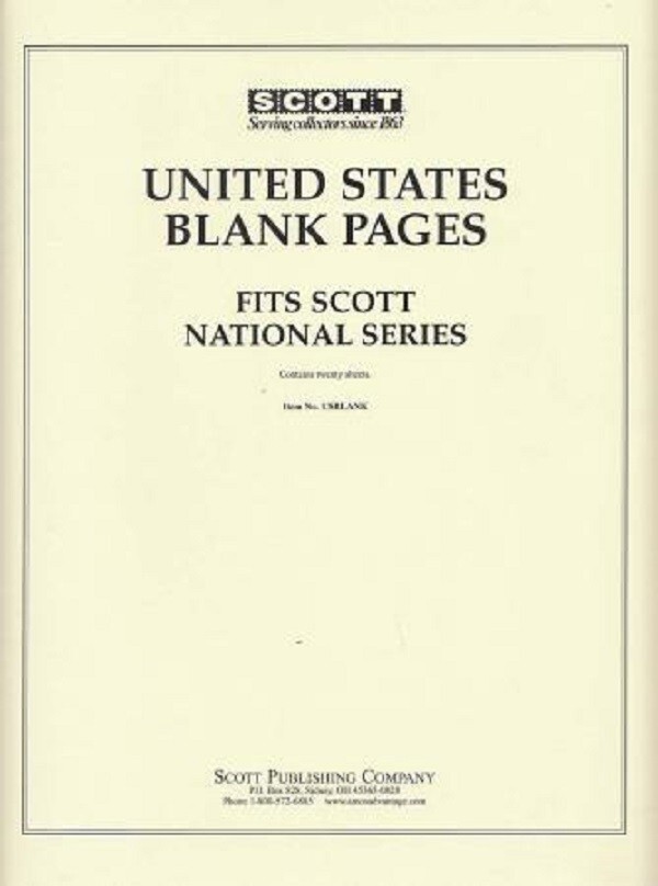 20 Scott National Series United States Blank Pages 3 Ring/2 Square Post Binders