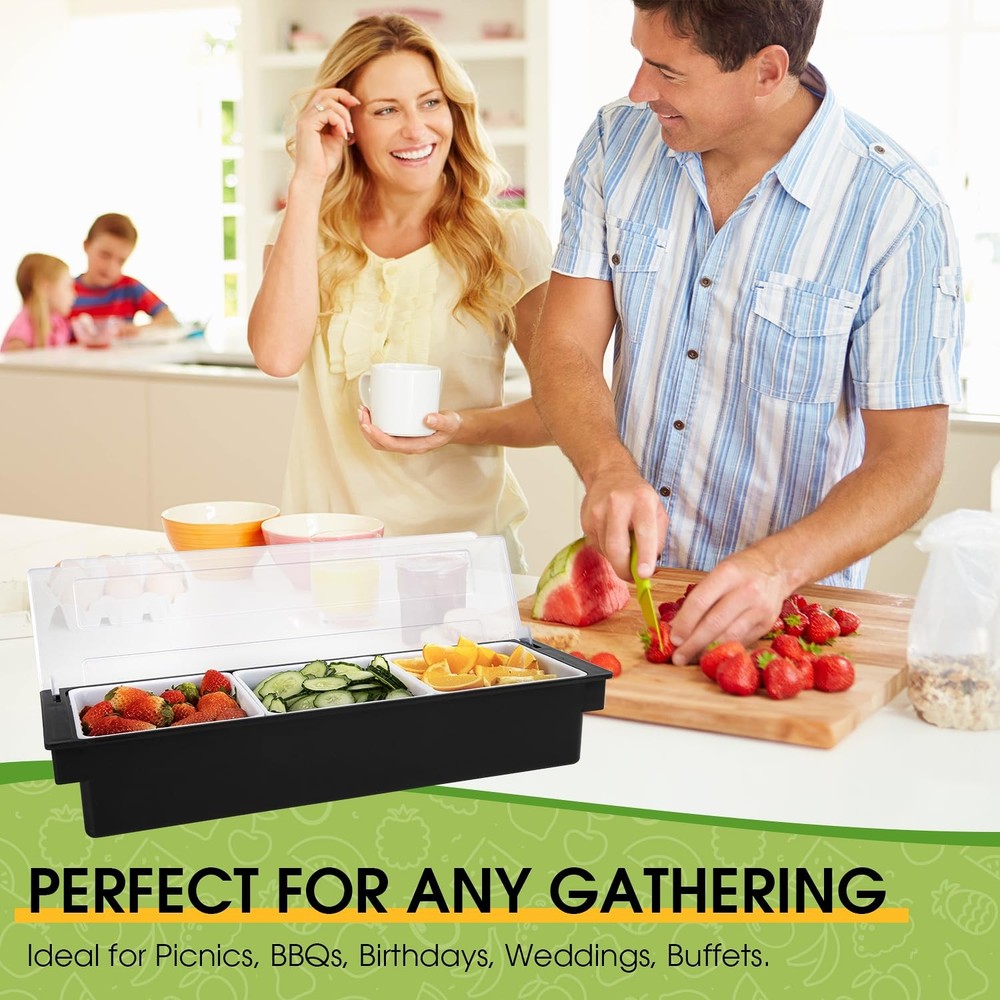 Ice Cooled Condiment Serving Container Fruit Veggie Condiment Caddy Plastic G...