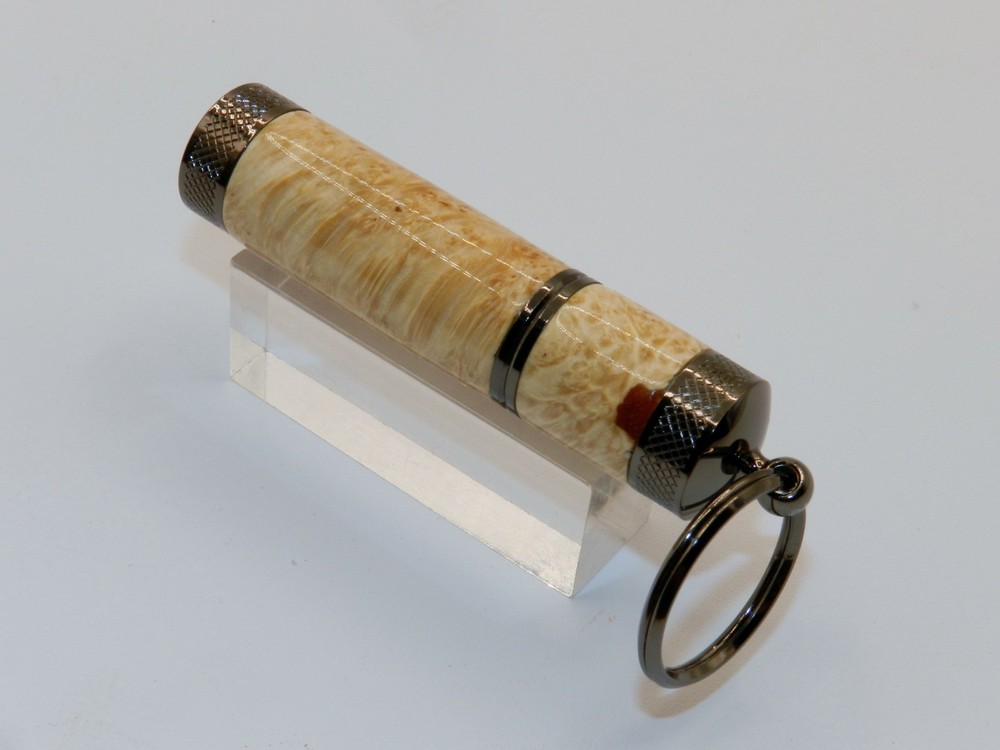 Handmade Key Chain Lighter w/ replaceable flint. Made from Box Elder Burl. #43