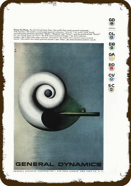 1956 Nitsche Art & GENERAL DYNAMICS Vintage-Look DECORATIVE REPLICA METAL SIGN