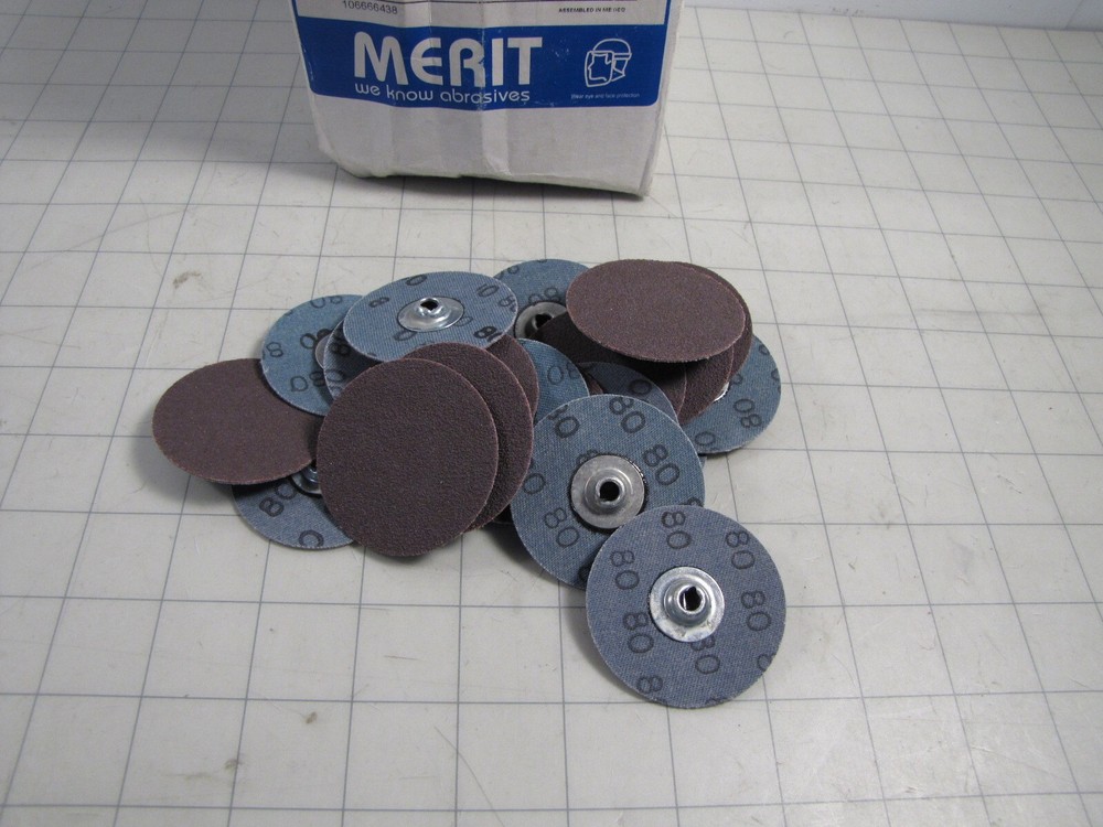 20-pack Merit Powerlock FX Quick Change Cloth Disc Type-2 2" Dia 80 Grit NEW