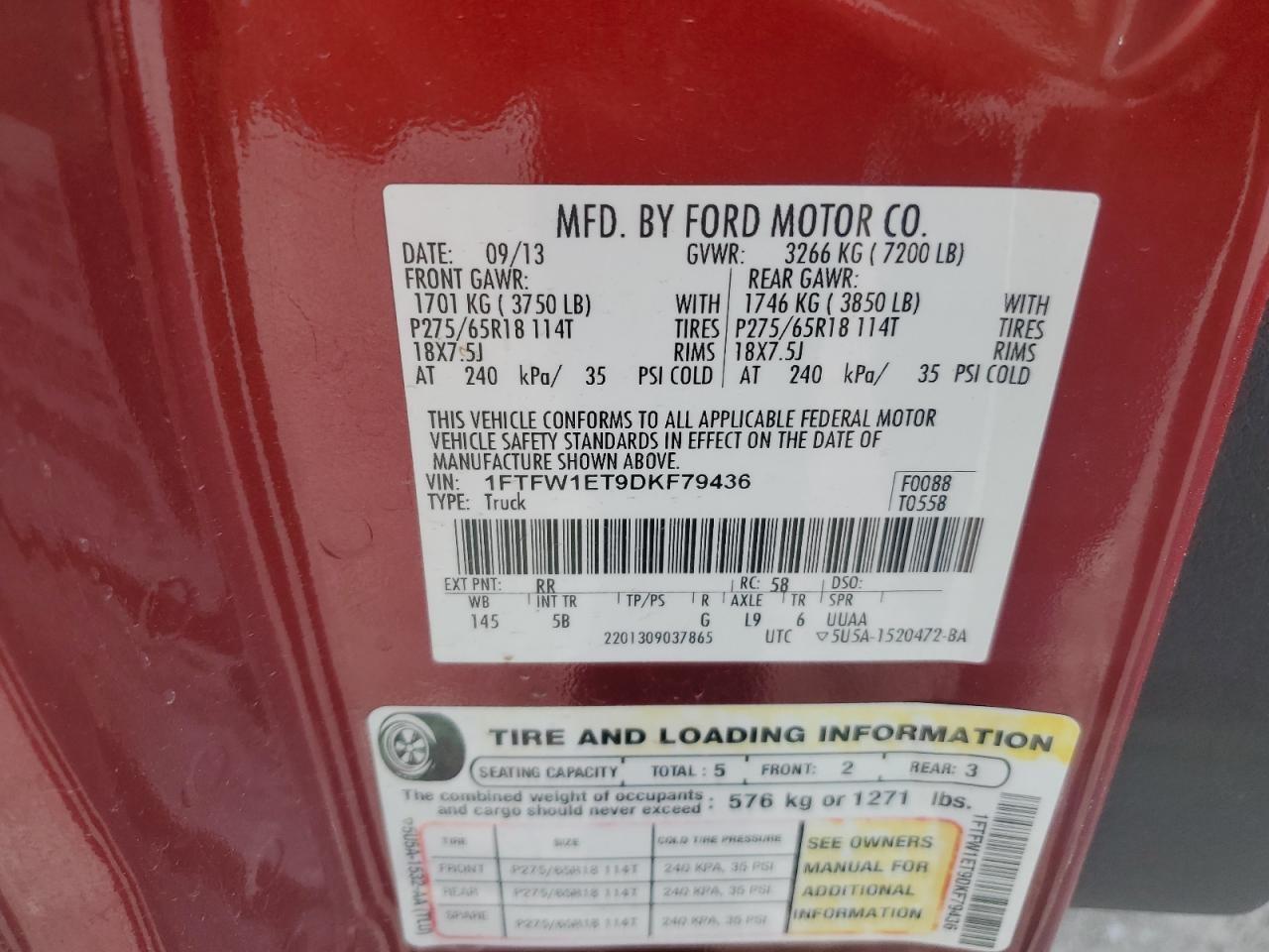 Used Air Cleaner Assembly fits: 2013 Ford F150 PICKUP 3.5L turbo Grade A