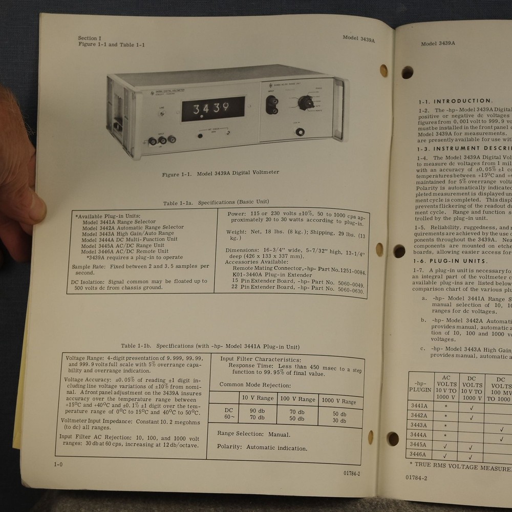 HP 3439A Digital Voltmeter Operating & Service Manual With Schematics