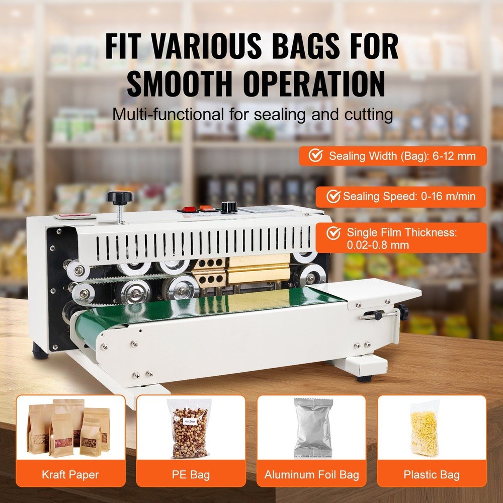 Bag Sealing Machine with Number Print 600W 0.24-0.47in Count Function