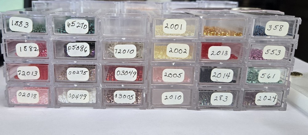 Bead Organizing Lot 90 Stackable Minis 36 Interlocking + Beads and Needles