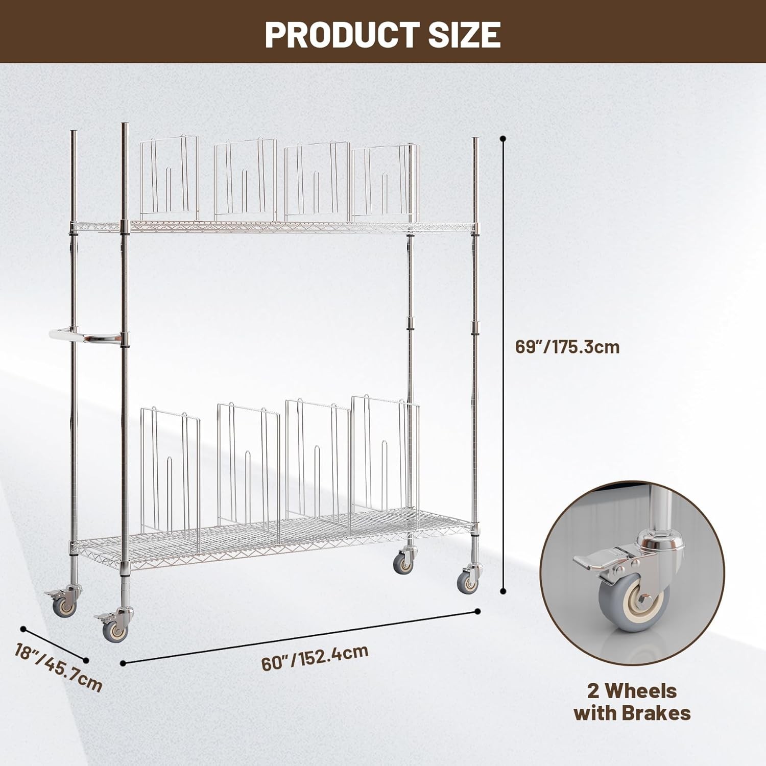 Wire Carton Cart, 2-Tier Stand with Wheels for Cardboard Box Storage & Move