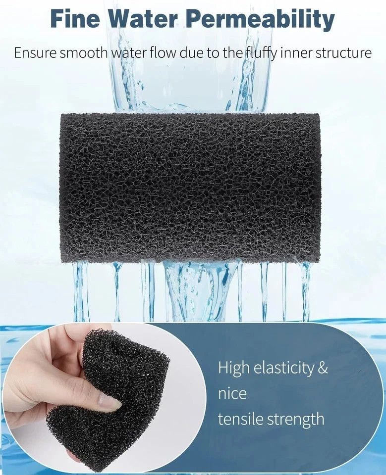 12-Pack Pre-Filter Sponge for Aquarium Fish Tank Filter Replacement Foam Cover