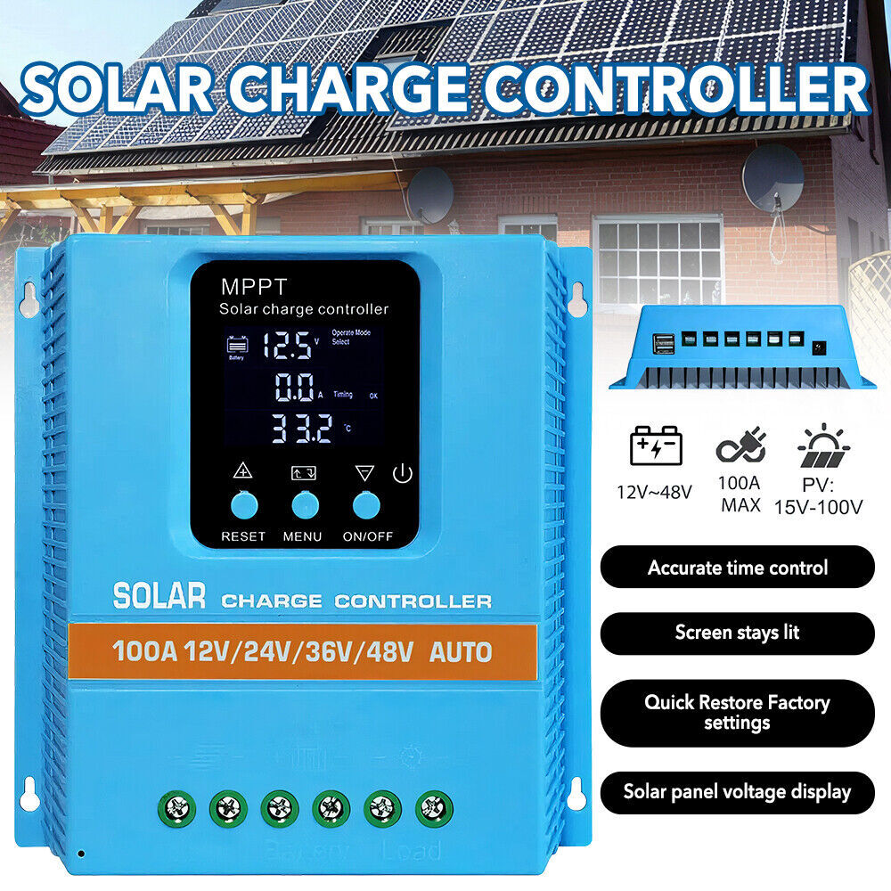 Upgrade 100A 12V/24V/36V/48V MPPT Solar Charge Controller PV Charger Controller