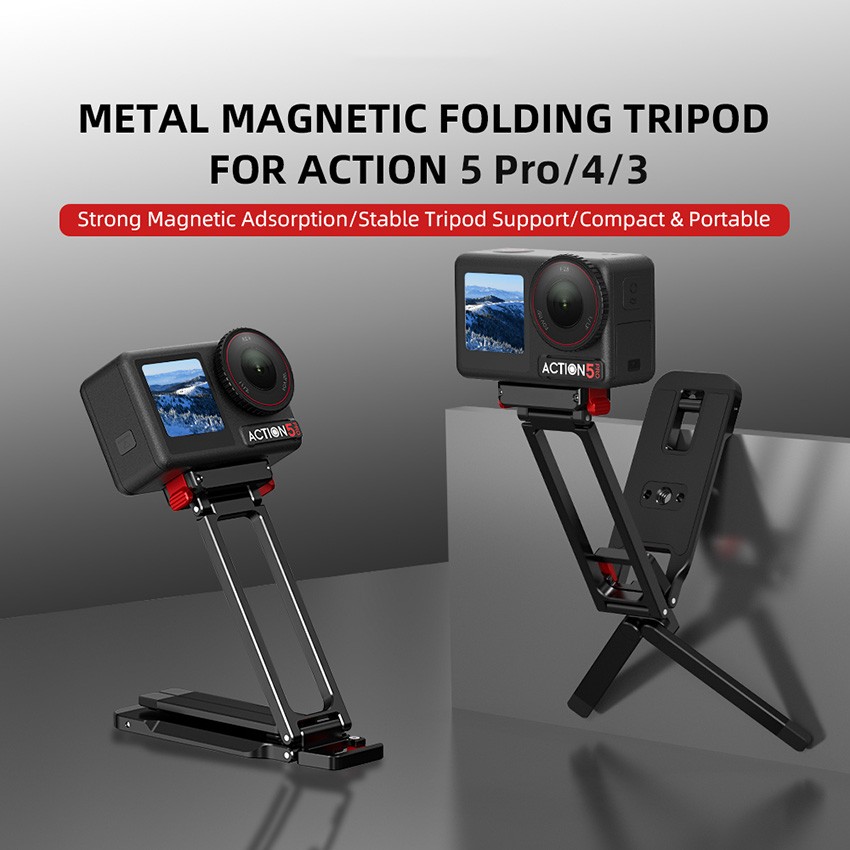 Metal Quick Release Tripod Foldable Mantis Lock for DJI Action 5 Pro/4/3 Camera