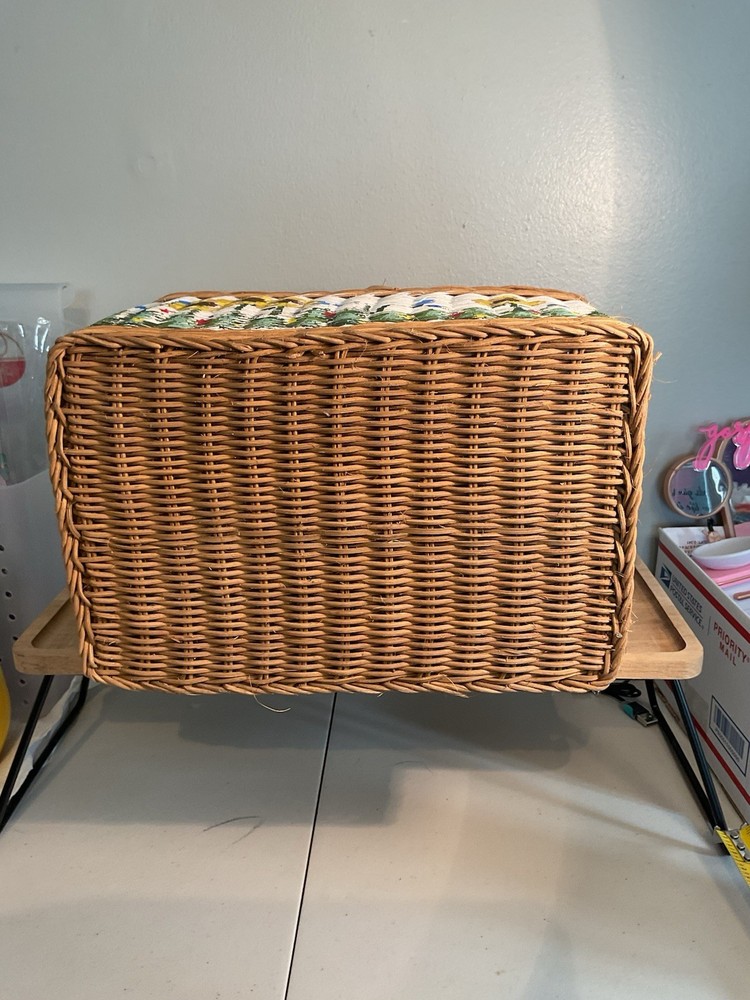 Sewing Basket Double Lid Sunflowers. Signed