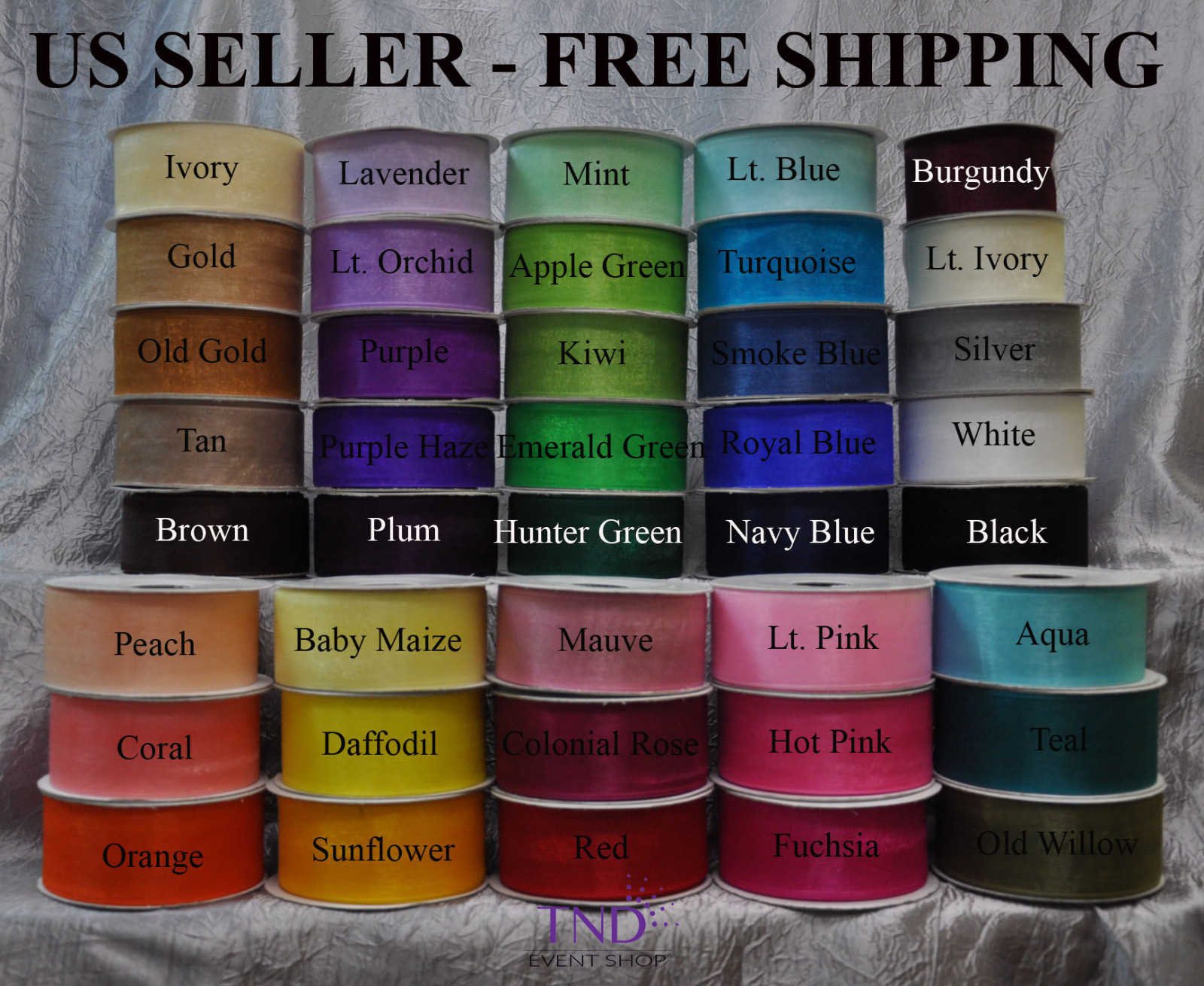 SHEER ORGANZA RIBBON  25 YARDS ROLL 1/4" 3/8" 5/8" 7/8" 1.5" WIDE 100% ORGANZA