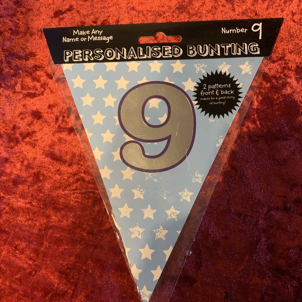 Make Any Message Or Name Personalised Bunting Blue  Number 9