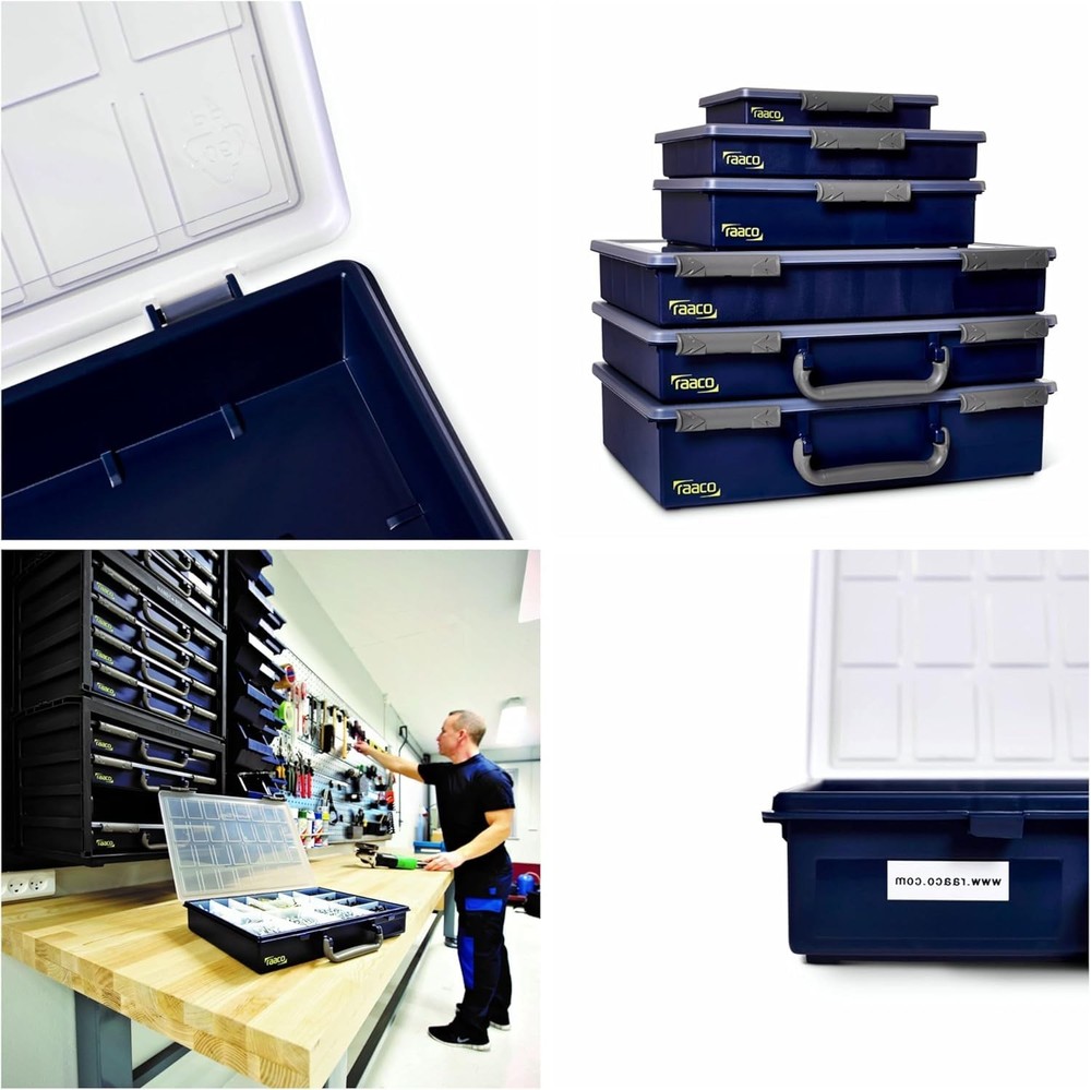 Assorter Tool Box Organizer – Compact – 7 Slots Fixed Grid with Semi-Transpar...