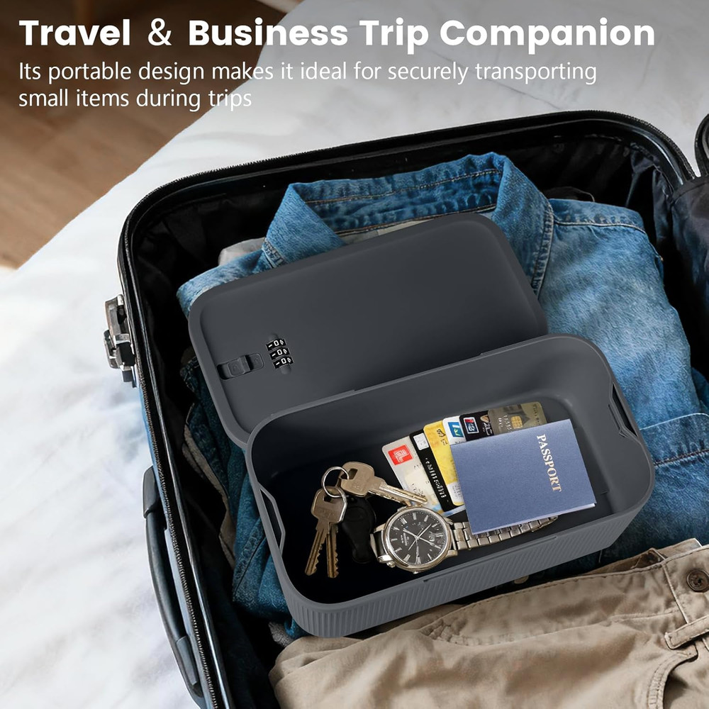 Small Lock Box,Lockable Storage Box with Combination Code for Medication Safe, M