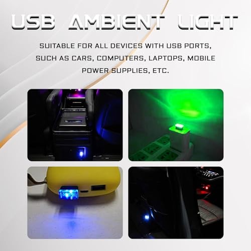 4 PCS LED Lights for Car Interior, Plug-in USB Interface Trunk Blue+Ice Blue