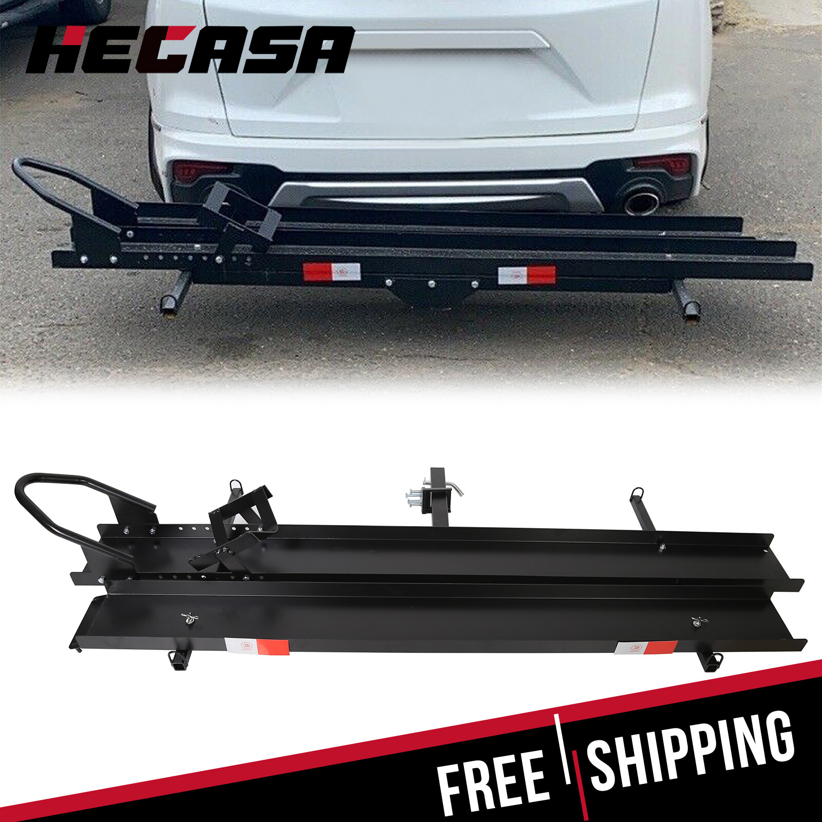 600 LBS Heavy Duty Motorcycle Carrier Dirt Bike Rack Hitch Mount Hauler w/ Ramp