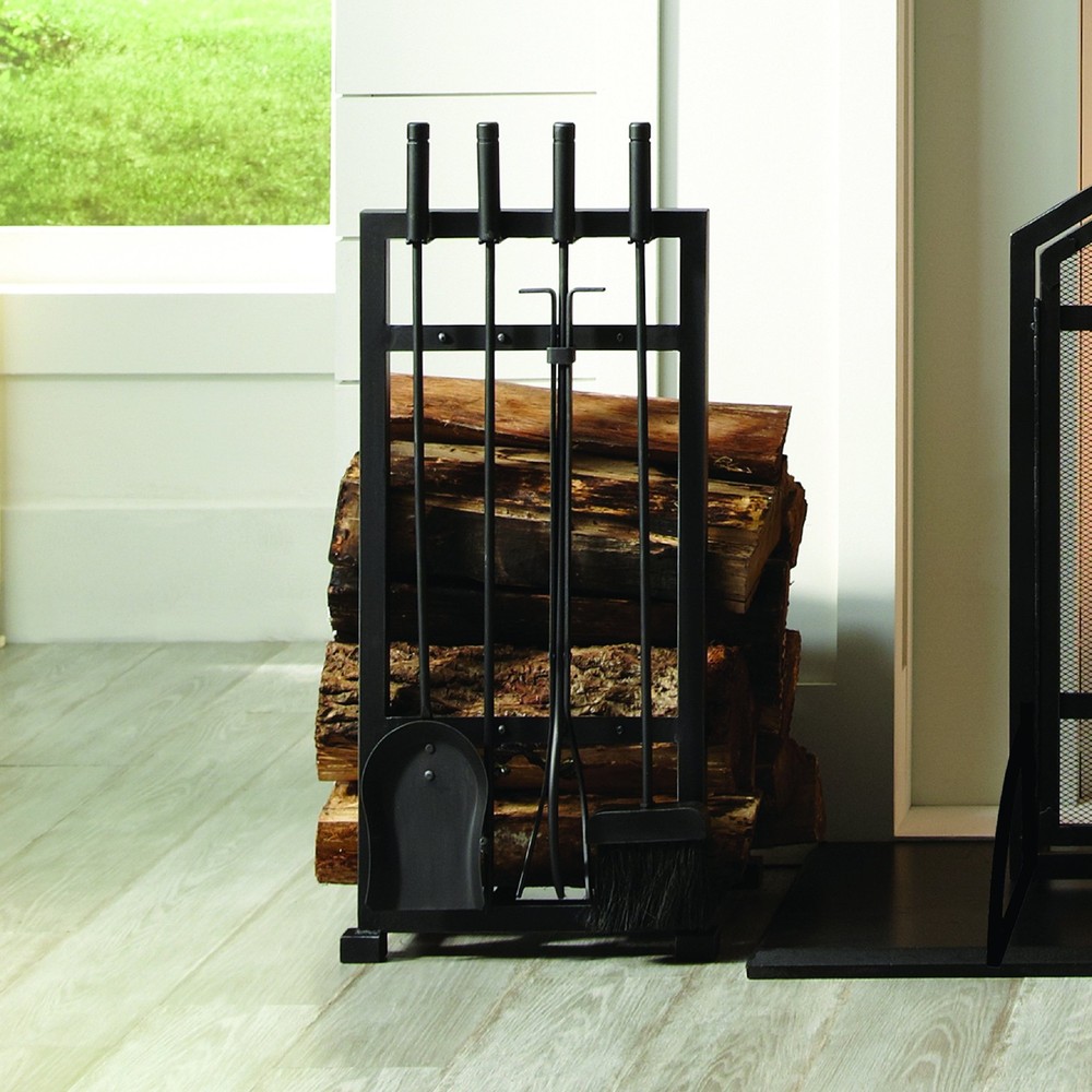 4 Piece Harper Fireplace Toolset with Log holder