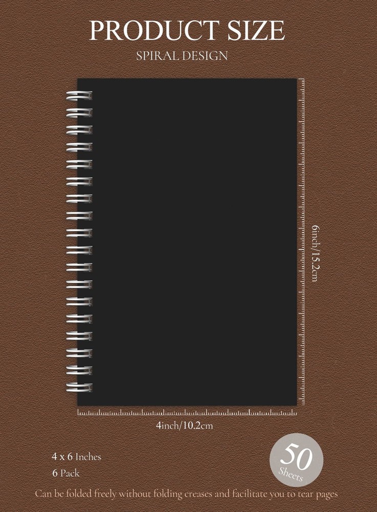 6 Pack 4x6 Inch Spiral Notebook Small Pocket Notebook Memo Notepad