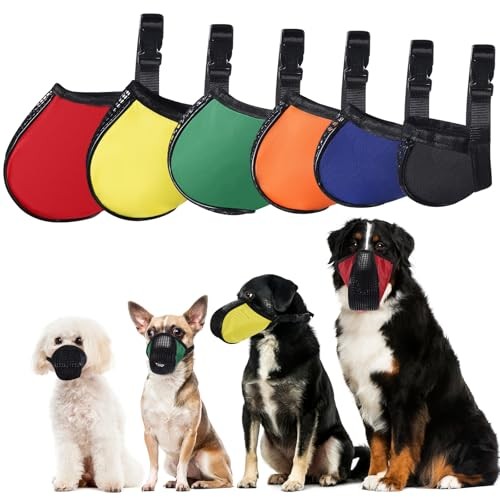 6 Sizes Dog Muzzle, Basket Air Mesh Muzzles Breathable Adjustable Snap Fastener
