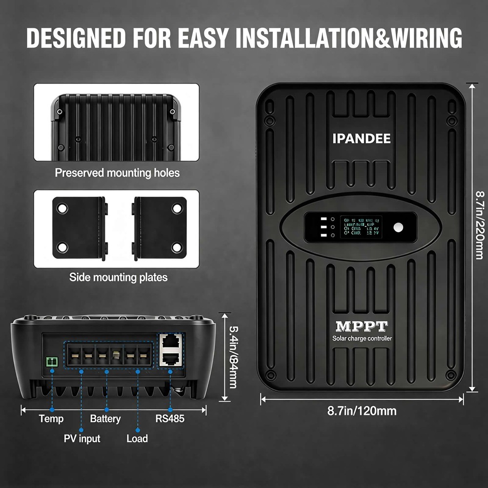 60A MPPT Solar Charge Controller 12V/24V Auto LCD Battery Regulator Parallel US