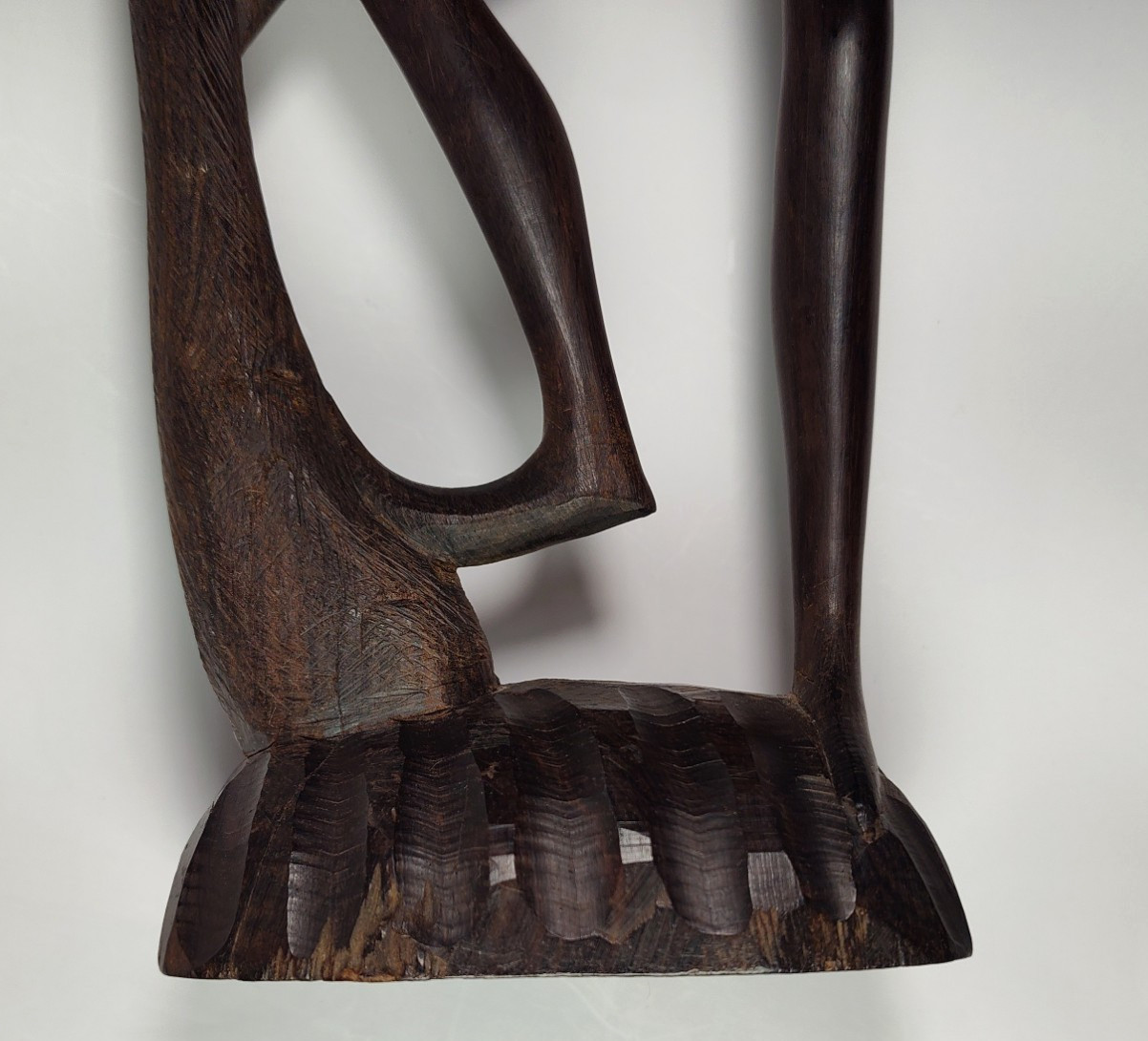 Hand Carved Ebony Wood Makonde "Tree of Life" Sculpture Intertwined Figures 17"