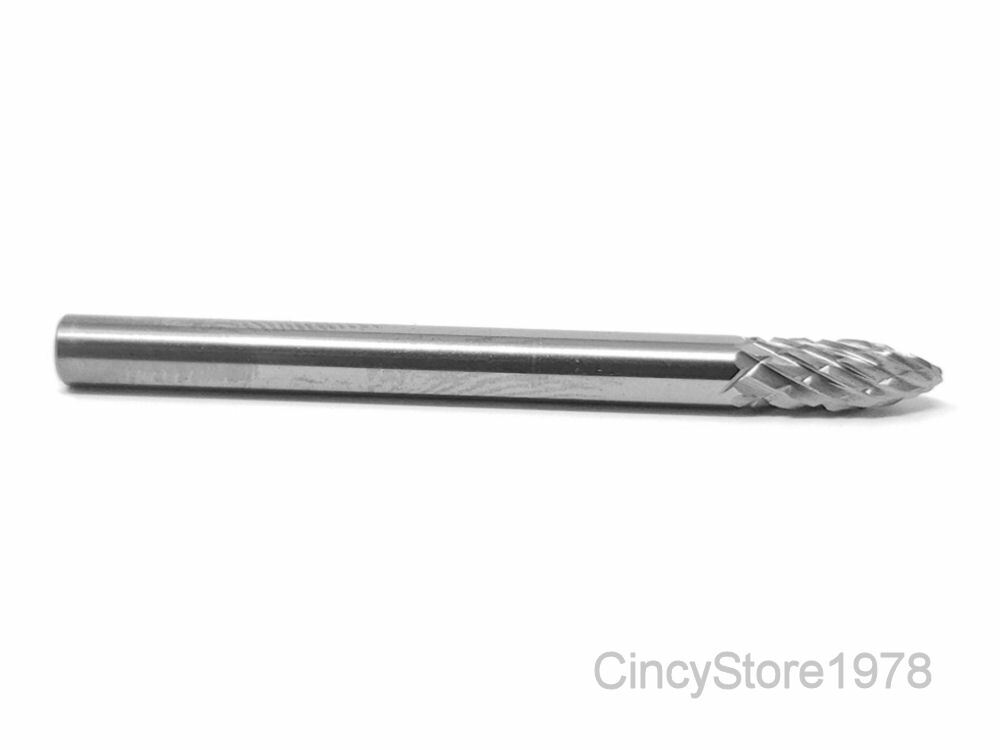 SF41D Tree Shape SOLID Carbide Burr Bur Cutting Tool Die Grinder Bit 1/8"