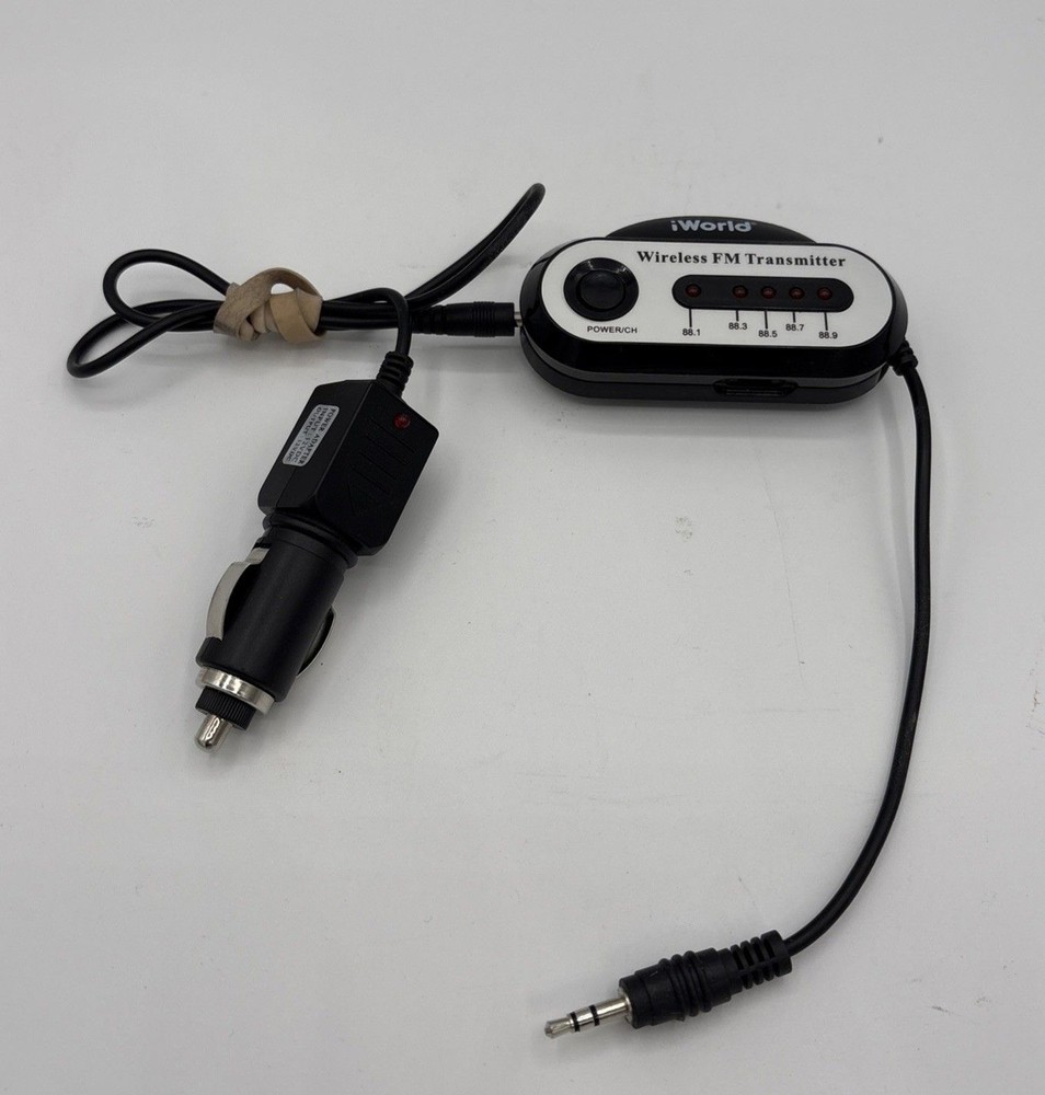 iWORLD Wireless FM Transmitter- Iphone, Ipod, MP3, BLACK Incl Batteries