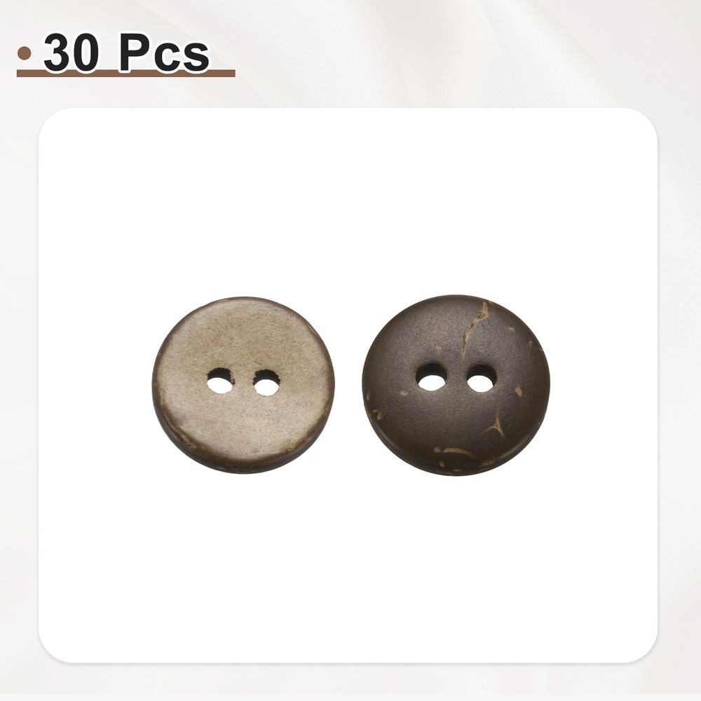 30pcs Coco Shell Buttons 12.5mm Handmade Sewing Crafts Round Button, Brown