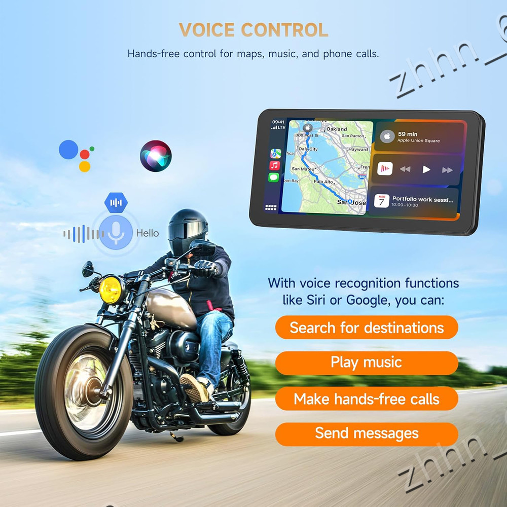 6.3'' Motorcycle GPS Navigation Wireless CarPlay Android Auto Bluetooth