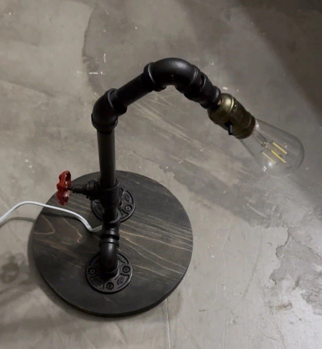 Steampunk Table Lamp Black Industrial Pipe