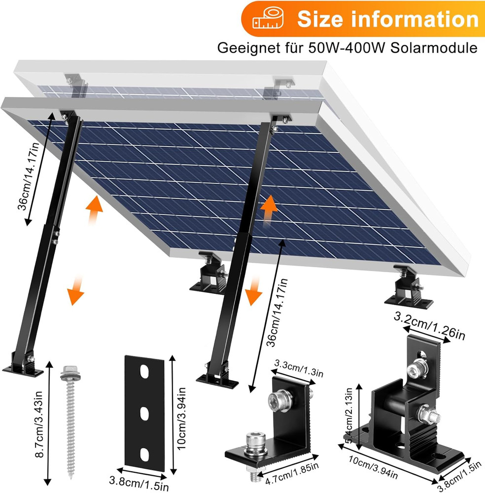 Solar Panel Mount, Aluminum Alloy Adjustable Solar Panel Tilt Mount Brackets, Bl